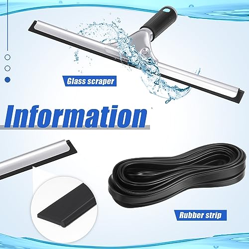 Image of Frienda 50ft Squeegee Rubber Replacement Windows Silicone Blade Black Squeegee Cut to Size Scrubber Refill Head Bulk for Glass Shower Doors Floor Kitchen Car Cleaning