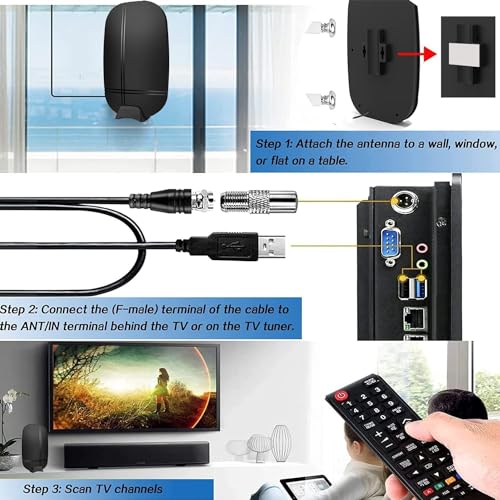 Sharpie Tv Antenna, Antenna Tv Digital Hd Indoor, Tv Antenna Indoor, Support 4K 1080P Free Local Channels-Support Tv Antenna For Smart Tv Indoor And All Older Tv'S -Signal Booster 16Ft Coax Hdtv Cable thumb #4