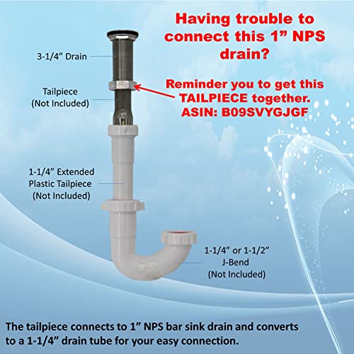 Aa Faucet Stainless Steel Bar Sink Drain 1" Nominal Pipe Size (1" Nps) For 1-3/8" Sink Opening #TOP5
