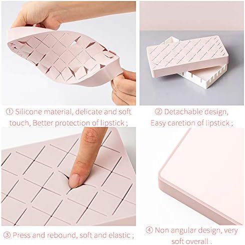 mreechan Makeup Organiser, Makeup Storage Solution with 24 Compartments,Silicone cosmetic storage for lipstick, mascara, eyebrow pencil, etc.