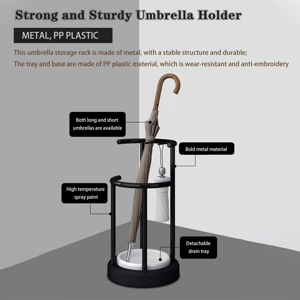 Portaombrelli Portaombrelli Moderno Per Ufficio, Semplice Manufatto Di Stoccaggio Dell'ombrello, Robusto Porta Ombrelli In Metallo, Con Vassoio Dell'acqua Rimovibile ( Color : Black , S : 30*30*57cm )