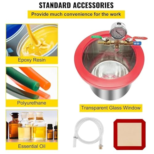 Bomba de vacío refrigerante, 5 CFM, con kit de desgasificación y cámara de vacío, para mantenimiento de aire acondicionado automotriz (12 L / 3 gal) miniatura 5