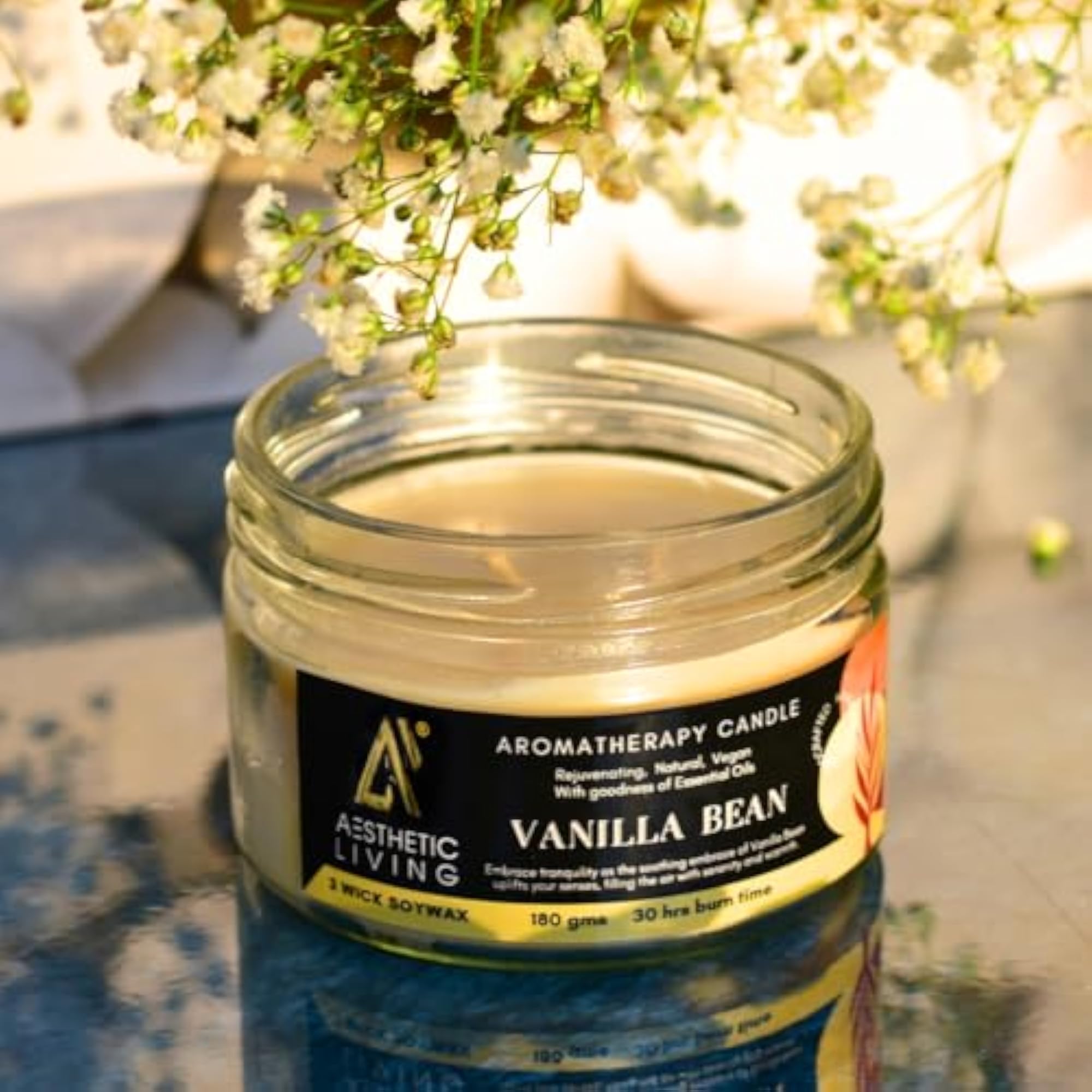 Vanilla Bean 3 Wick Soy Wax Candle, Luxury Home Décor