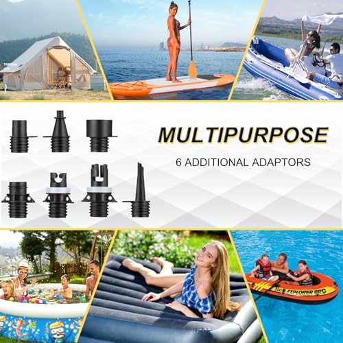 Image of Paddle Board Pump Electric Portable, KOSMEGAL SUP Pump for Paddleboard, Professional 20PSI Air Compressor with Auto-Off, Deflation Function and 12V DC Car Connector for Inflatables, Kayaks and Boats
