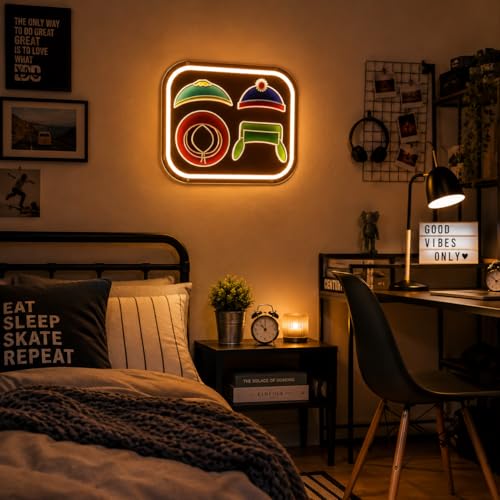 Image of Cute Hat Neon Signs for Wall Decor,11.8*9.5 IN, South LED Signs with Dimmer Switch for Bedroom, USB Power Neon Pork Lights for Gameroom, Party, Birthday Decor and Gifts for Boys and Girls