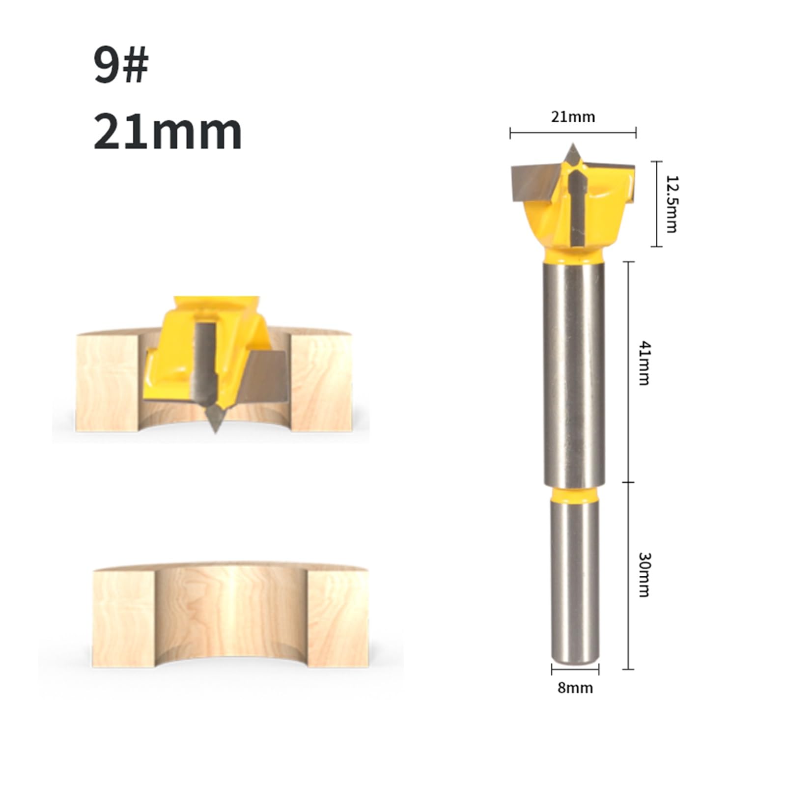 14 MM-45 MM Forstner Bohrer Scharnier Bohrer 2 Blatt Zwei Schneider Fräser Holzbearbeitung Fräser for Holz Stirnfräser (Color : 21mm)