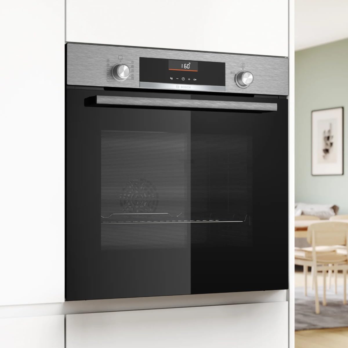 Bosch Four série 6, fonction AirFry, recettes pré-programmées, noir, HBG536ES4