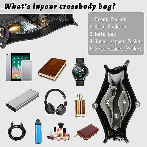 Women's Shoulder Handbags Fashion Leather Crossbody Bag Hobo Handbags Wallet Set Shoulder Purse for Women with 2PCS Adjustable Strap（Brown3