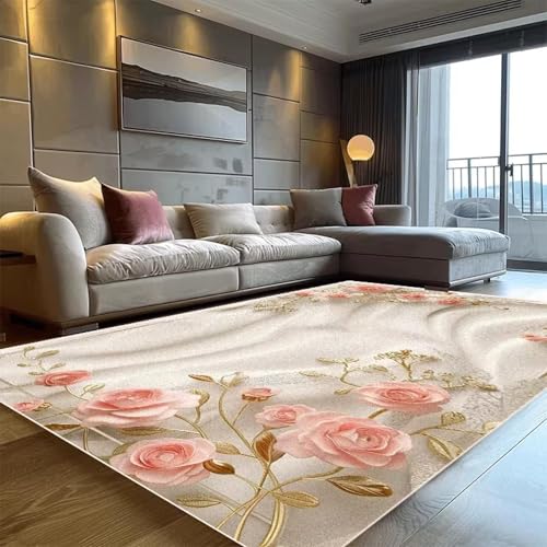 Alfombra para sala de estar dormitorio grande y pasillos rosa 2