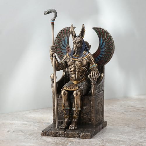 Estatua de Anubis sentado en trono 10.62 in miniatura 3