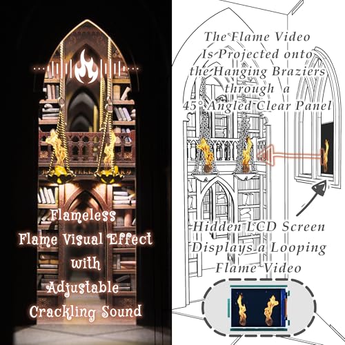 Image of Dolphin Island DIY Book Nook Kit for Adults, Infinite Magicspell Library Booknook with Flame Illusion
