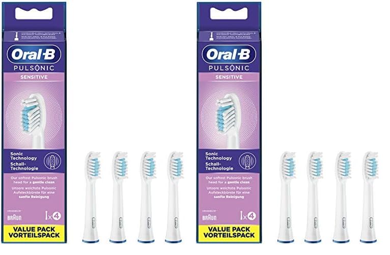 Oral-B Pulsonic Sensitive Aufsteckbürsten für Schallzahnbürsten, 4 Stück, Zahnbürstenaufsatz für Oral-B Schallzahnbürste (Packung mit 2)