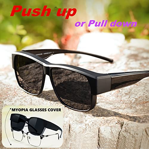 Image of Sunglasses fit over Glasses Clip On Polarized sunglasses for Prescription Glasses Flip Up Fishing Driving Glasses