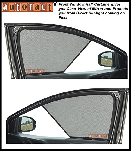 Image of Autofact Magnetic Car Sunshades Compatible with Maruti Alto 800 (Set of 4) - Easy Installation, UV Protection, Keeps Car Cool (Front 2 Half-Cut for Side Mirror Visibility, Rear 2 with Zippers)
