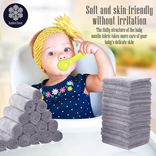 Image of 32 Pack Baby Washcloths - 10x10 Inch, Coral Fleece - Extra Absorbent and Soft Wash Clothes for Newborns, Infants and Toddlers - Suitable for Sensitive Skin and New Born - Baby Shower - Light Grey