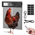 Larger Size Automatic Chicken Coop Door Solar Powered, 4000MAh Internal Battery Automatic Coop Door Anti-hit Side Charging Port, Automatic Chicken Door with Timer, Light Sensor 4Modes & Remote Control