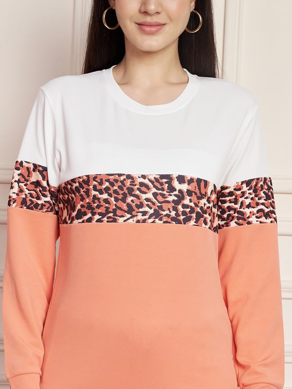 Image of DTR FASHION Polyester Blend Animal Print Taped Tracksuit | Night Wear Suit For Women