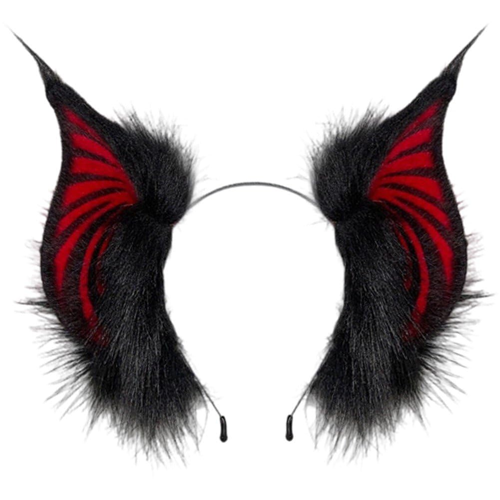 Sslvya Halloween Bat Ears Headband for Women Men, Gothic Hair Hoop Dark Headdress Halloween Cosplay Costume Accessory