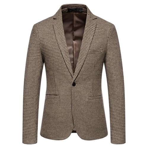Men's Autumn Winter Business Casual Versatile Plaid Woolen Blazer