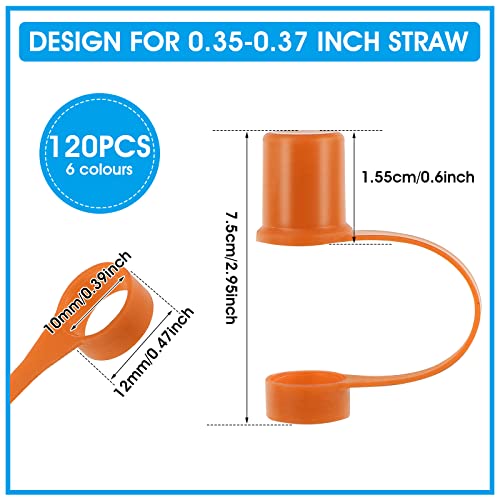 Prasacco 120 Pieces Straw Tips Cover, Colorful Plastic Drinking Straw Caps Reusable Drinking Straw Lids Straw Plug Drinking Dust Cap Drinking Straw Caps For 9 Mm（0.35Inch） Straws（6 Colors） (120 Pcs) #TOP1