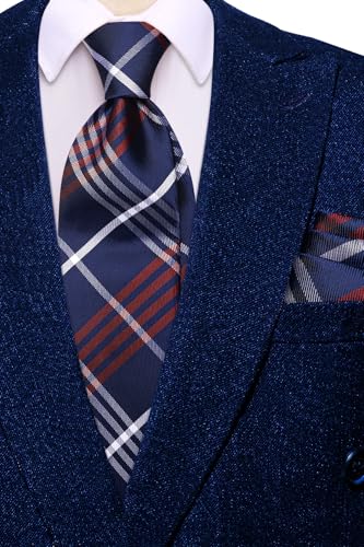 Image of Hi-Tie Men's Silk Ties Formal Woven Classic Necktie Pocket Square Cufflinks Lapel Pin Set Wedding Business