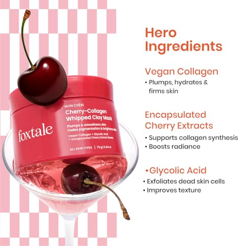 Buy Foxtale Cherry Collagen Clay Mask with Vegan Collagen, Glycolic Acid, PHA & Cherry Beads | Plumps, Firms & Hydrates | Brightens, Detoxifies Pores & Smooths Uneven Skin Texture | 75g Online at Low Prices in India - Amazon.in - Image 4