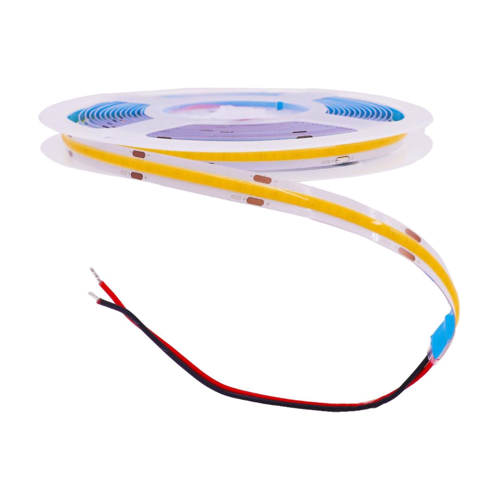 GQL Bare Wires 5V COB LED Strip with Self-Adhesive Tape, 320 LEDs/m Flexible Light Ribbon for Cabinet, Shelf, Home Kitchen Lighting DIY Commercial Decor