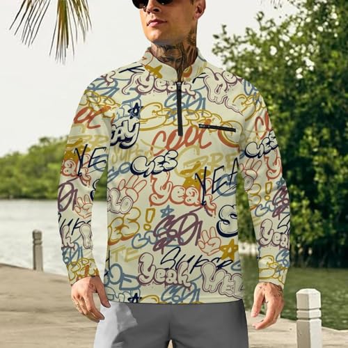 Comics Lettering in Pop Art Style Men's Sun Protection Shirts UV SPF UPF 50+ Long Sleeve Rash Guard Lightweight2