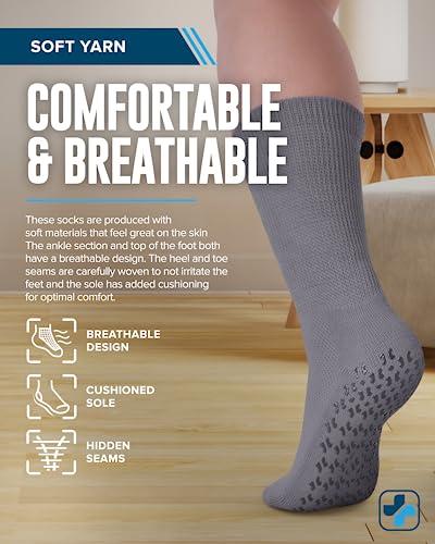 Diabetic Socks For Women And Men - 4 Pairs Non Binding Socks For Women | Non Slip Socks Mens | Gripper Socks For Men #TOP2