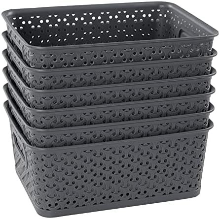 Gitany Plastic Woven Baskets, Small Cupboard Basket, 6 Baskets