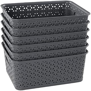 Gitany Plastic Woven Baskets, Small Cupboard Basket, 6 Baskets