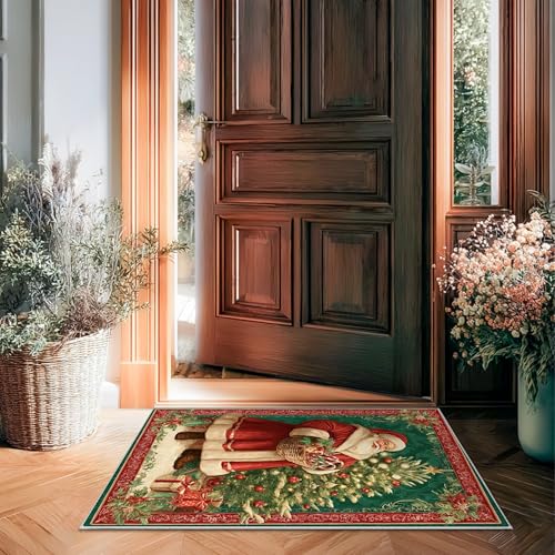 Tapis de Père Noël antidérapant rouge pour sécuriser et décorer vos entrées