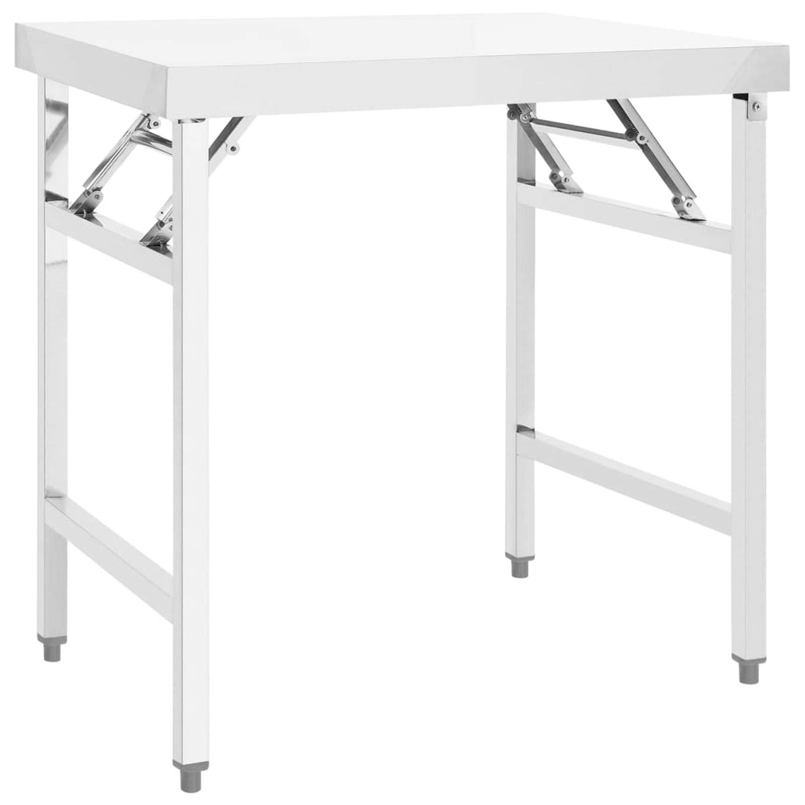 Mesa de trabajo plegable de acero inoxidable de 85 x 60 x 80 cm, mesa de catering resistente para preparación de alimentos, banco de trabajo de grado comercial con contador de preparación T O P
