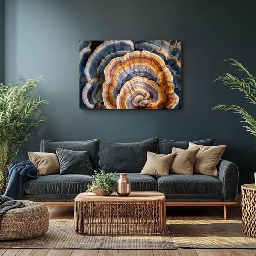 Tableau cercles de champignons decoration interieure foret 40x60cm - 3