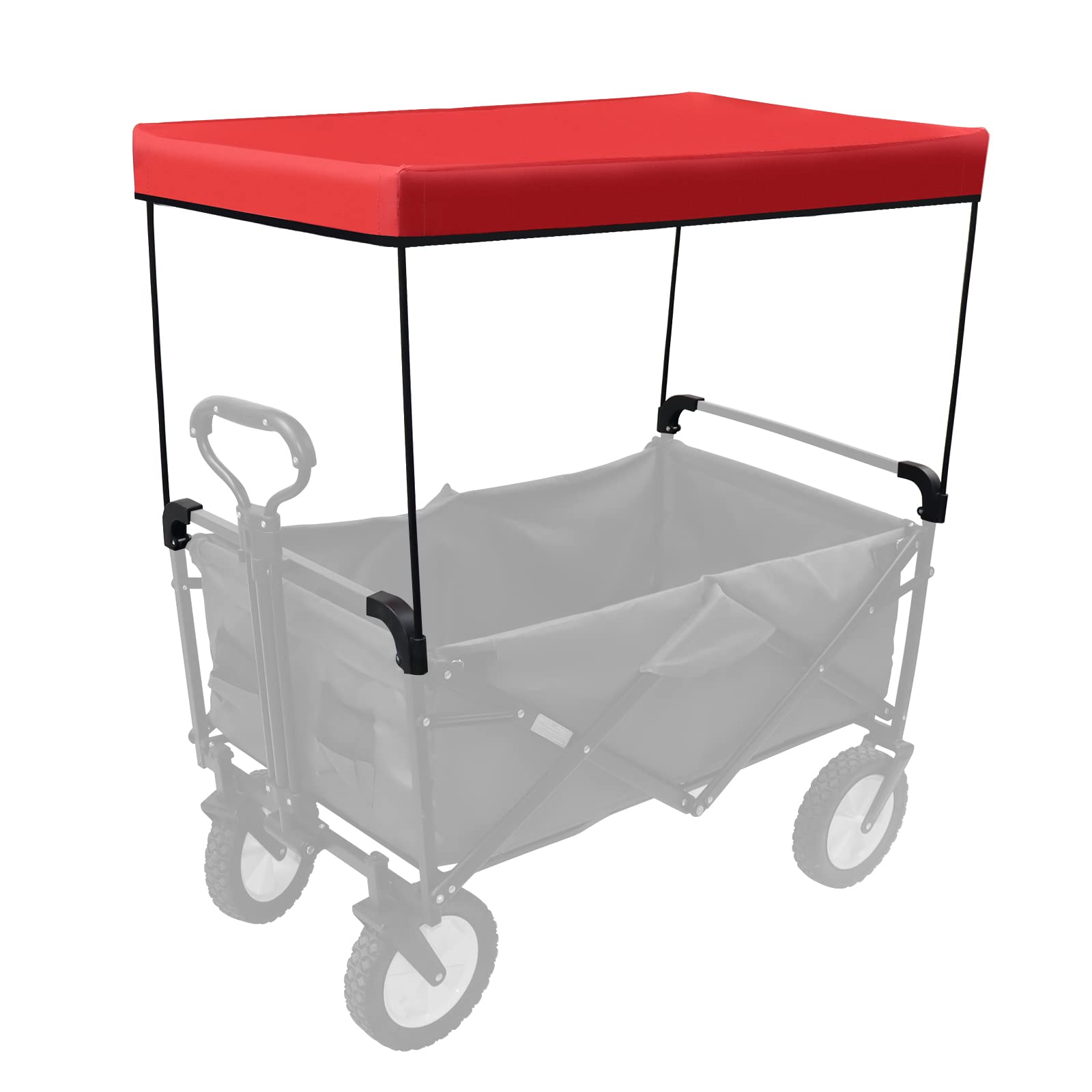 Wagon Canopy Cover Garden Push Awning Portable Outdoor Stroller Accessories - Awning for Garden Wagon, Shopping, Camping (Suitable for Half-Folded Wagon) Red