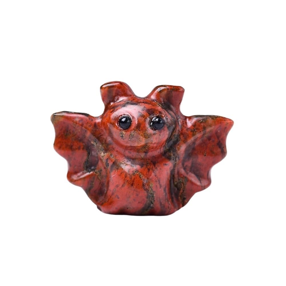 HUFFA Handcrafted Crystal Carved Bat - Unique Decorative Piece for Home and Office(Red Sesame Stone)