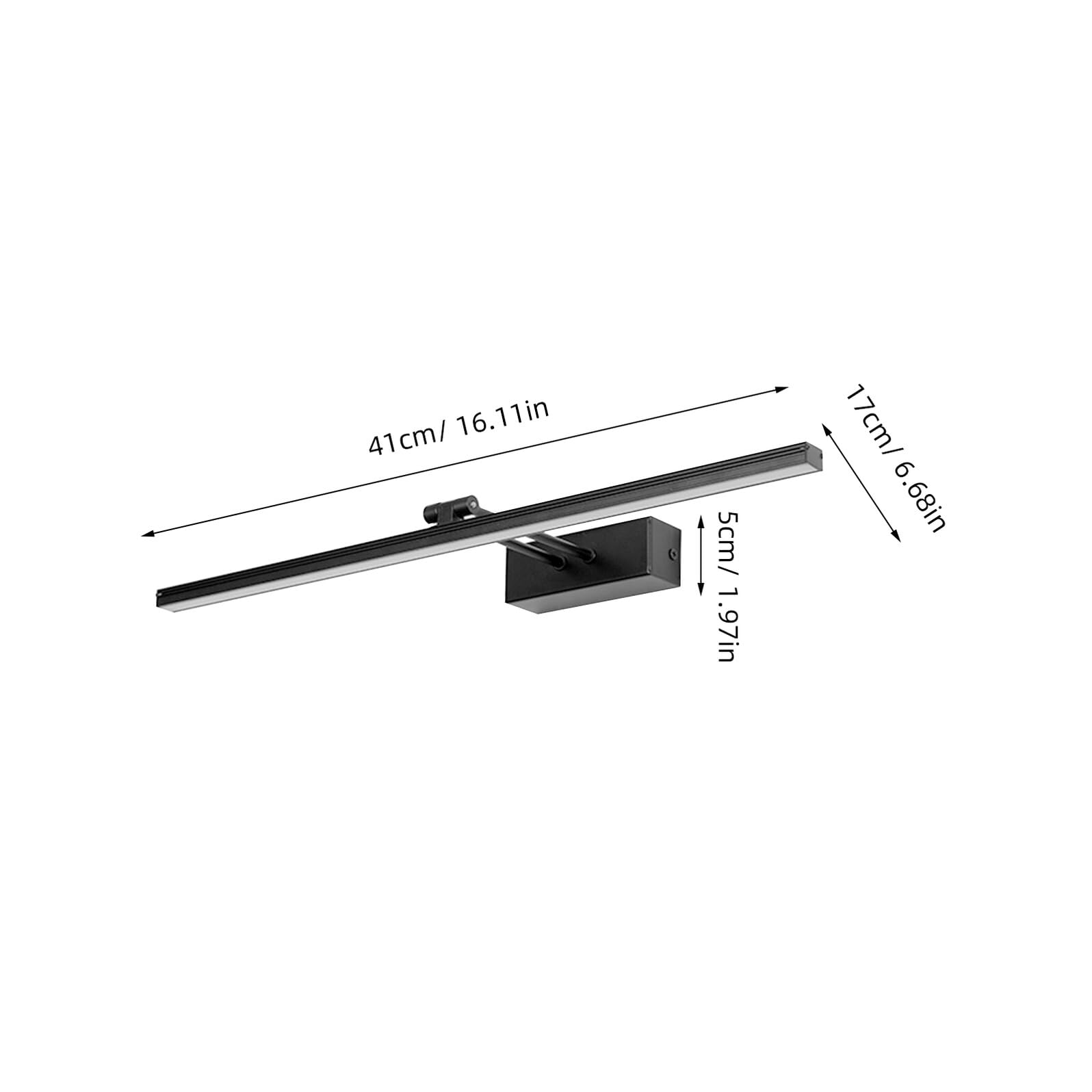 Lampada da Specchio LED per Bagno, Applique da Parete in Alluminio e PC Nero 10w Luce Calda, Illuminazione per Trucco e Toeletta, Design Moderno per Interni ed Esterni