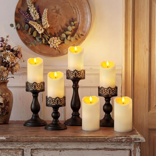 Image of Homemory Waterproof Candles Outdoor, 6 Pack 3 inchx6 inch Flameless LED Pillar Candles with Remote & Timer, Battery Operated Flickering Candles for Patio, Garden, Lantern, Outdoor Decor