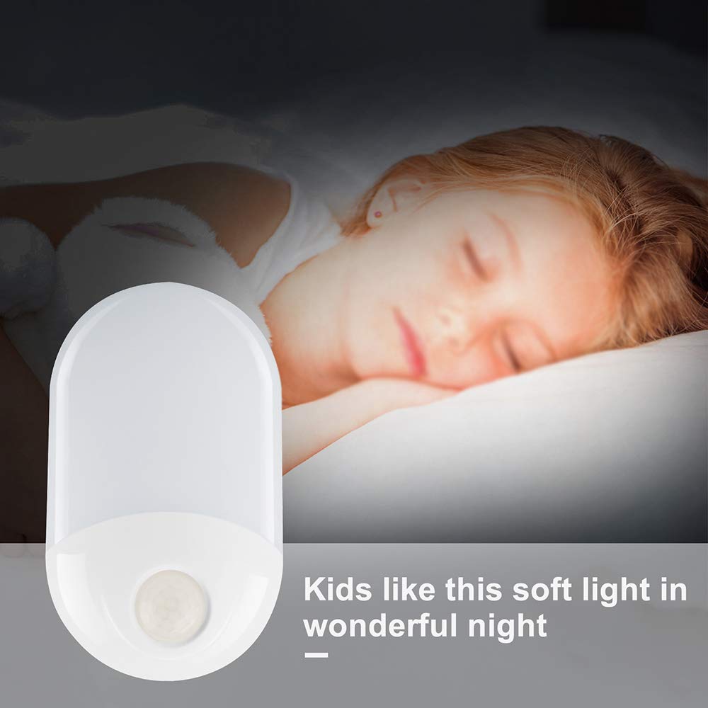 Sensore Movimento, Regolamenti degli Stati Uniti Plug-in Night Lights, LED Bianco Caldo, Resistente al Fuoco, Lampada per i Bambini, i Bambini, disimpegno, Bagno, Scale (2 Pezzi)