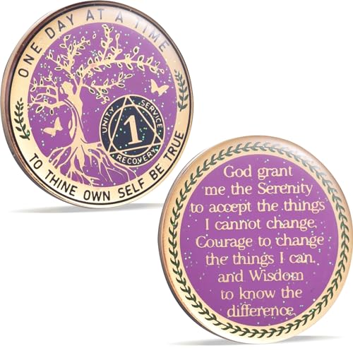 one year sobriety coin aa chips and medallions sobriety coin for women tree of life recovery coins anniversary token sobriety gifts alcoholics anonymous gift - to thine own self be true