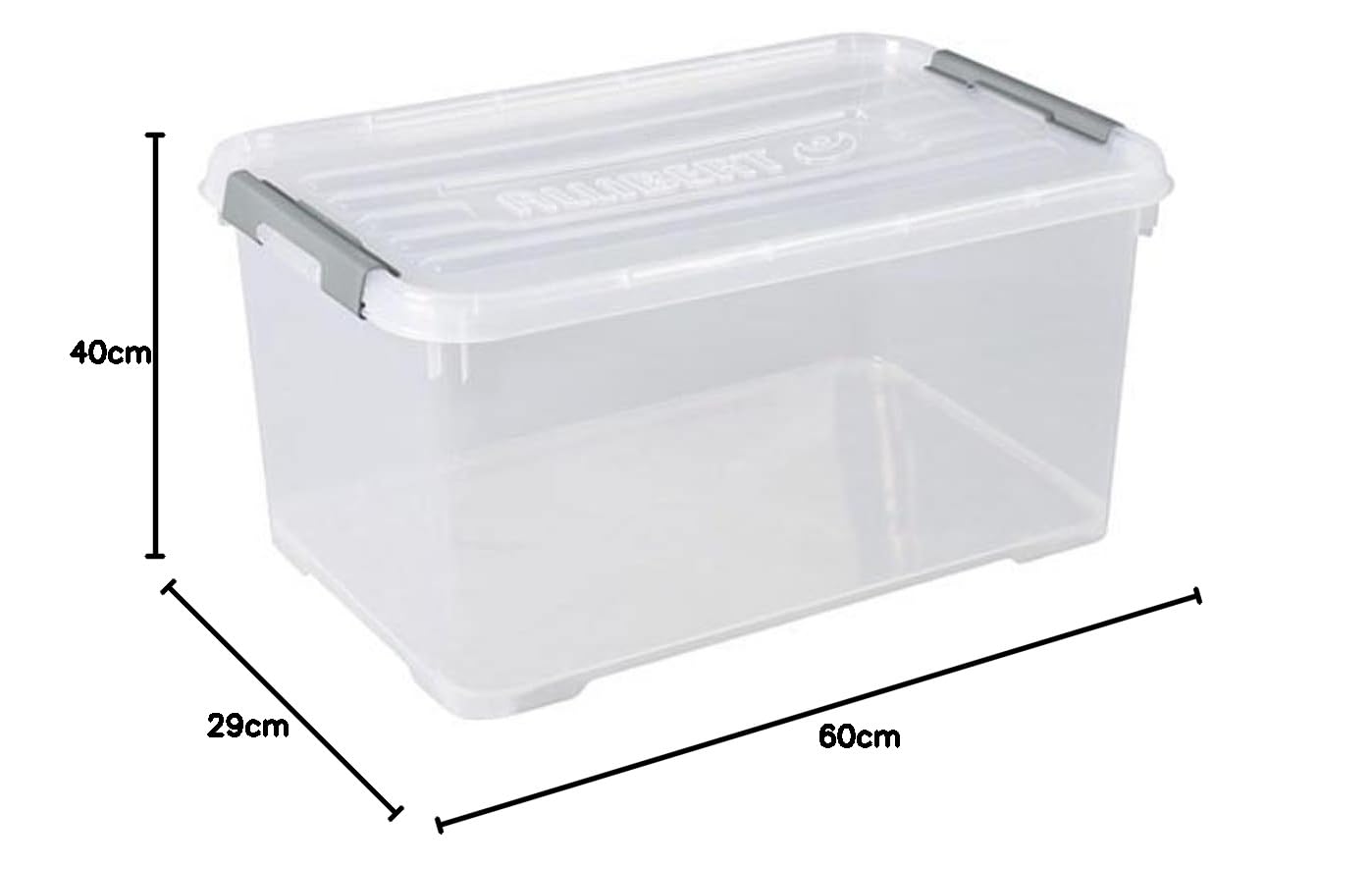 CURVER Allibert Aufbewahrungsbox Handy Plus mit Deckel 50L in Transparent/Silber, 60 x 40 x 29 cm