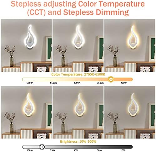 Lightess Dimmable Led Wall Light 2.4G Remote / App Control Stepless Dimming Wall Lamp 2700k-6500k Color Adjustable Wall Light with Memory Timer Function for Living Room Hotel Bedroom - 10W Right Part