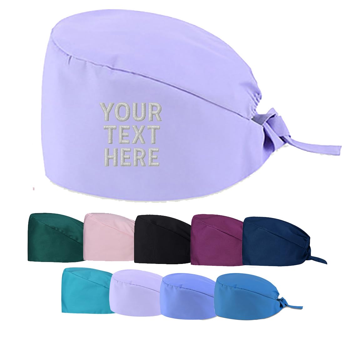 Van Der Linn Unisex Light Purple Personalised Embroidered Surgical Scrub Cap Cotton Adjustable Scrub Hat (Cotton, )
