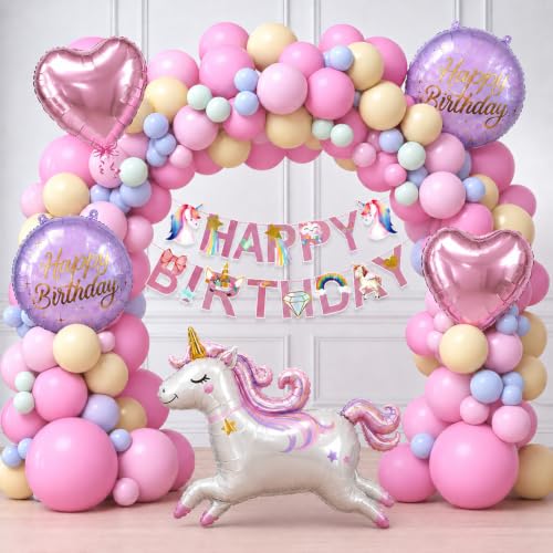 Image of Rozi Decoration Unicorn Birthday Balloon Decoration Kit for Girls - Set of 57 Pcs