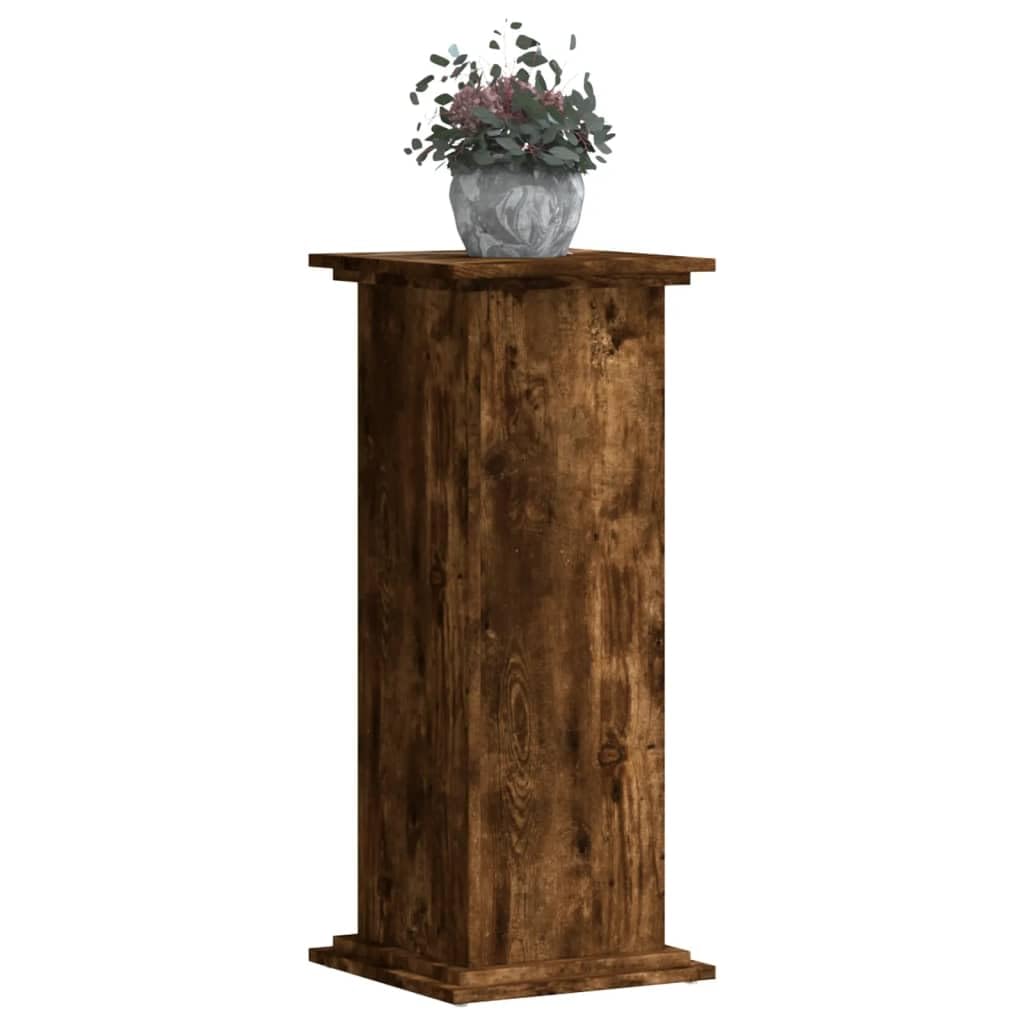 Supporto per piante in legno di rovere affumicato, 33 x 33 x 80 cm, portata 60 kg, per interni, scaffale per piante, colonna per piante, piedistallo decorativo, soggiorno e balcone
