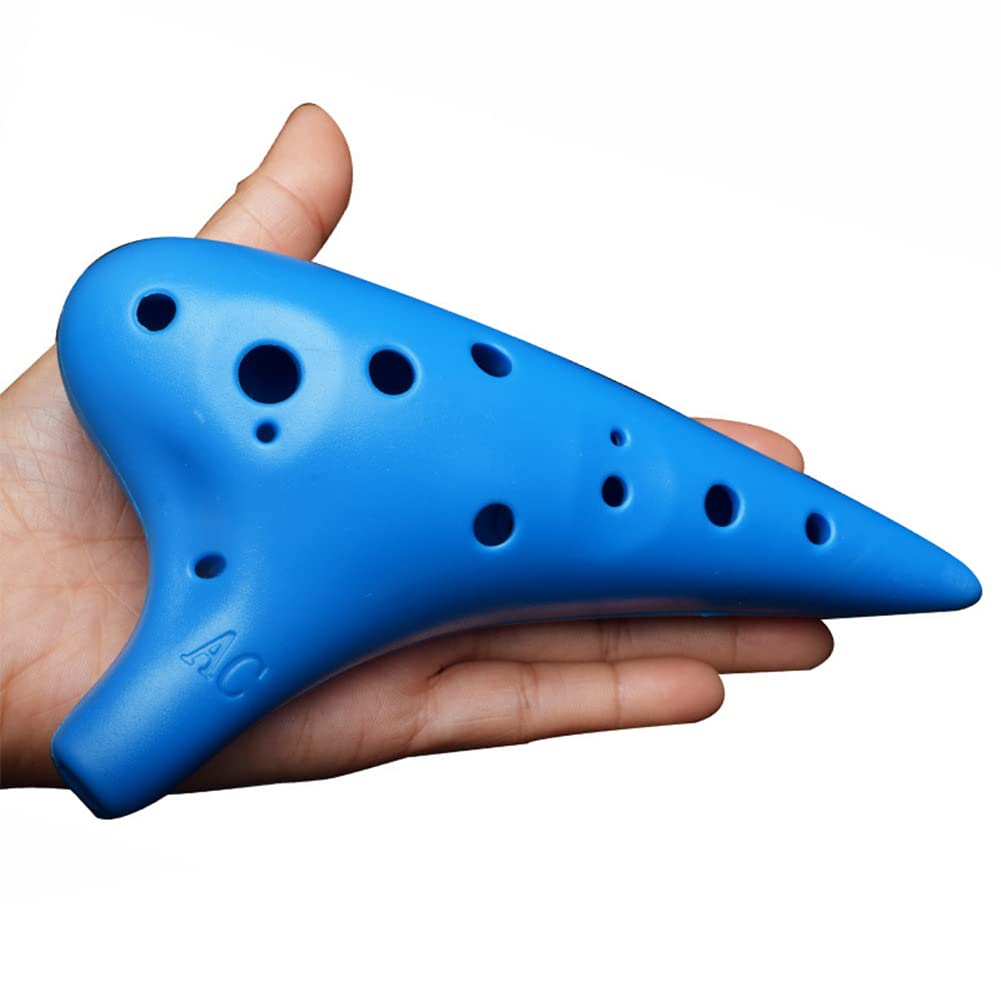 12 Löcher Okarina, Ocarinas Keramik, Keramik Alto C, Ocarina aus Kunststoff, für Anfänger, Einfaches Instrument, Blau, Mit Trageband, 17.5 x 9.5 cm