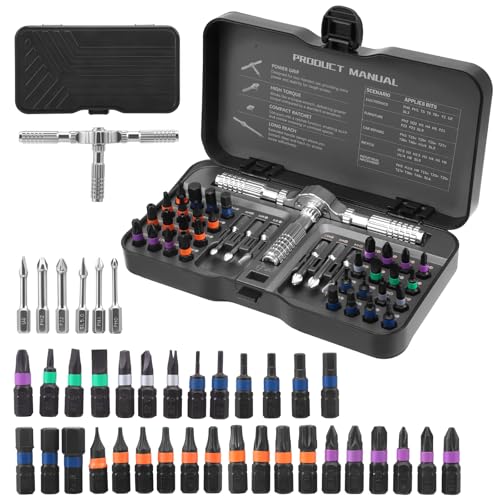 40 in 1 Magnetic Screwdriver Set, DIY Ratchet Screwdriver Kit, Multi Magnetic Screwdriver Set with Removable Ratchet Handle, Repair Tool Kit for Furniture Computer Bicycle Eyeglasses