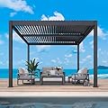 RoyalCraft 10'x 12' Adjustable Louvered Pergola, Heavy-Duty Aluminum Outdoor Pergola with Adjustable Roof for Patio, Deck, Garden, Yard, Black