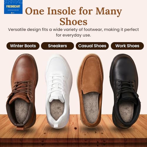 Image of FreshDcart Wool Felt Insoles for Shoes | 100% Natural Lamb Wool Shoe Inserts | Warm, Soft & Comfortable Winter Boot Insoles for Men & Women