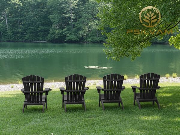 Image of Psilvam Adirondack Chairs Set of 2 with Cup Holder,Oversized, Black